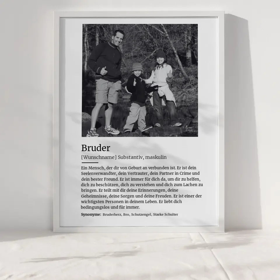 Personalisiertes Poster Definition Bruder Mit Name und Foto