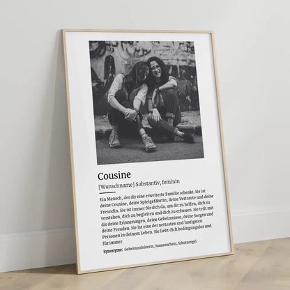 Personalisiertes Poster Definition Cousine Mit Name und Foto