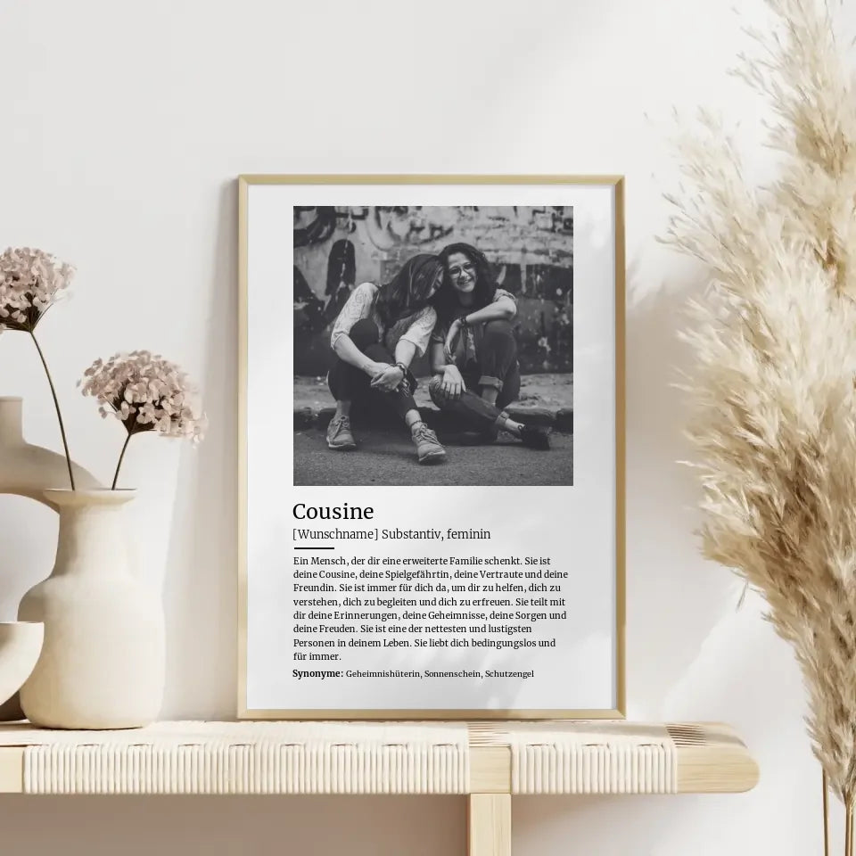 Personalisiertes Poster Definition Cousine Mit Name und Foto