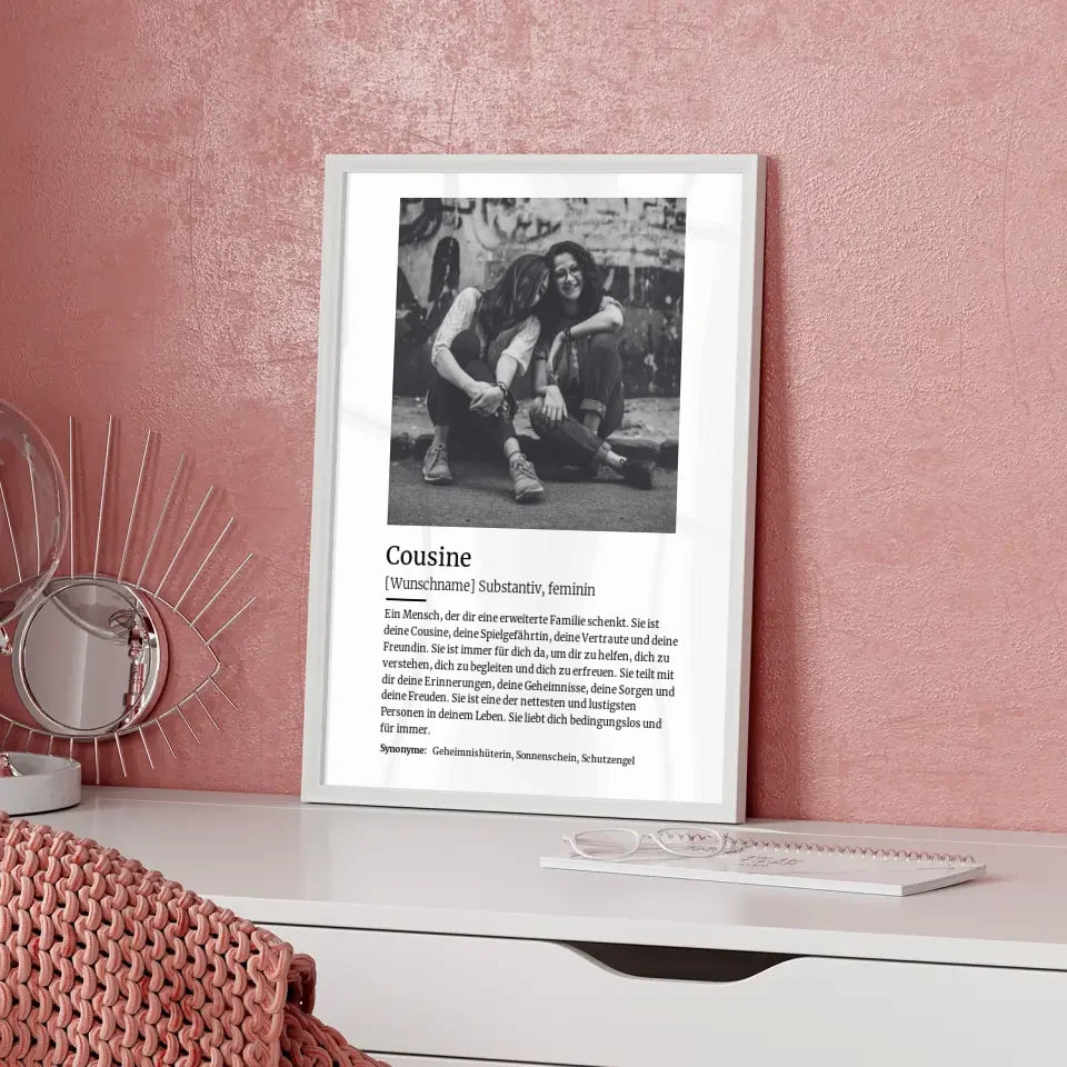 Personalisiertes Poster Definition Cousine Mit Name und Foto