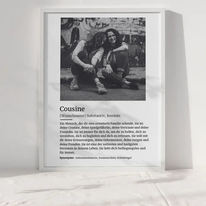 Personalisiertes Poster Definition Cousine Mit Name und Foto