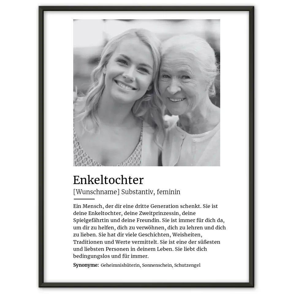 Personalisiertes Poster Definition Enkeltochter Mit Name und Foto