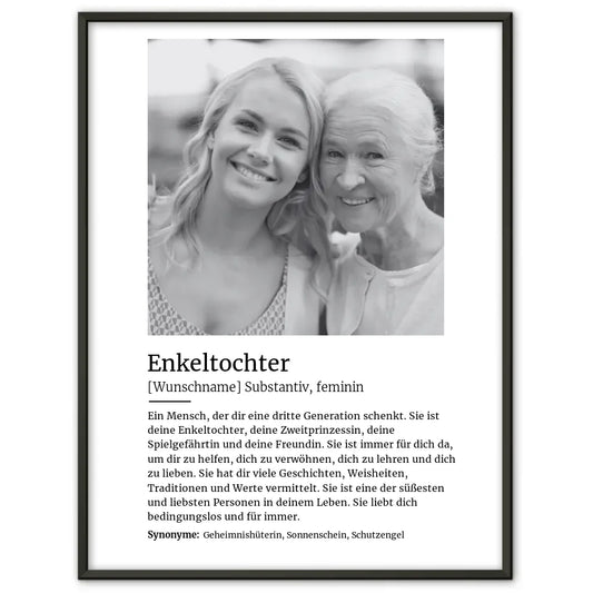 Personalisiertes Poster Definition Enkeltochter Mit Name und Foto