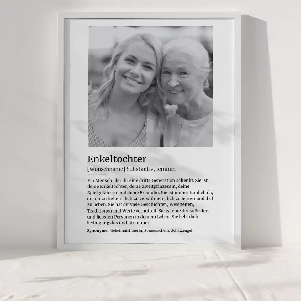 Personalisiertes Poster Definition Enkeltochter Mit Name und Foto