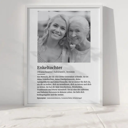 Personalisiertes Poster Definition Enkeltochter Mit Name und Foto