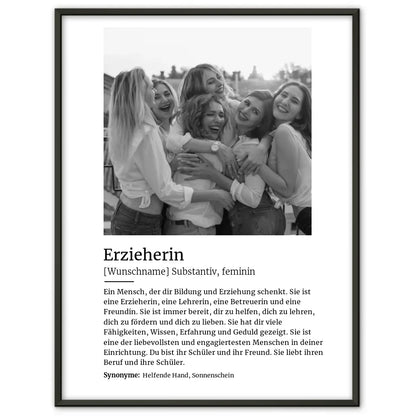Personalisiertes Poster Definition Erzieherin Mit Name und Foto