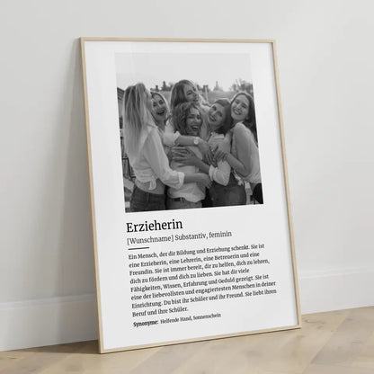 Personalisiertes Poster Definition Erzieherin Mit Name und Foto