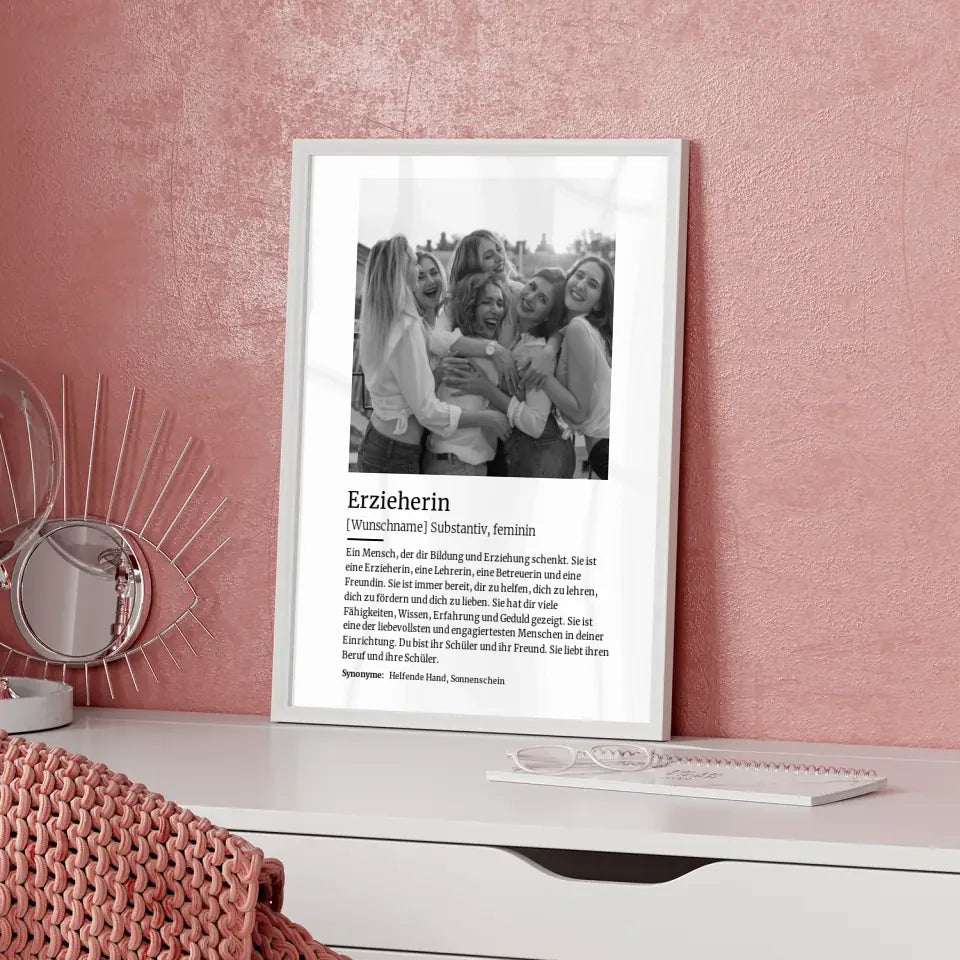 Personalisiertes Poster Definition Erzieherin Mit Name und Foto