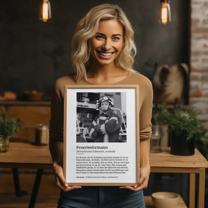 Personalisiertes Poster Definition Feuerwehrmann Mit Name und Foto