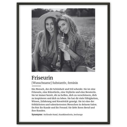 Personalisiertes Poster Definition Friseurin Mit Name und Foto