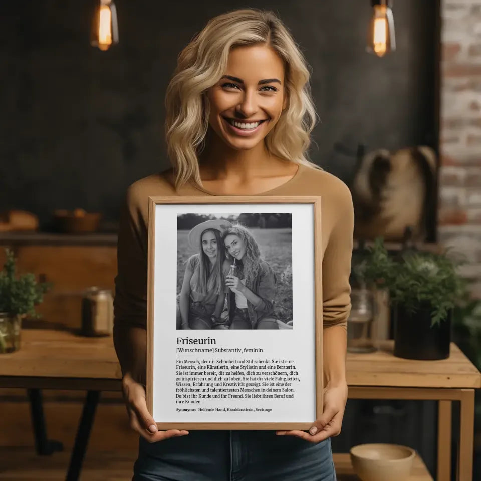 Personalisiertes Poster Definition Friseurin Mit Name und Foto