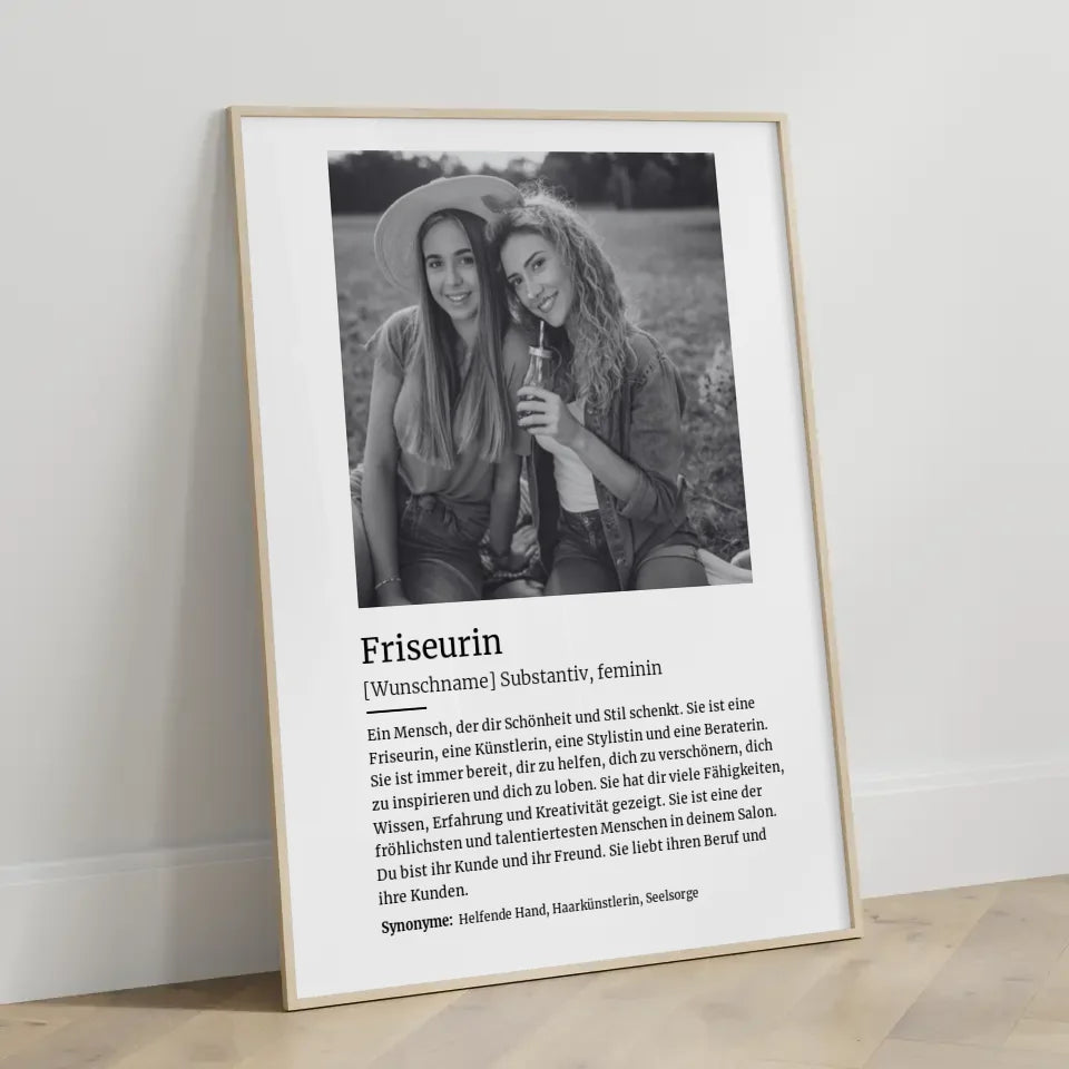 Personalisiertes Poster Definition Friseurin Mit Name und Foto