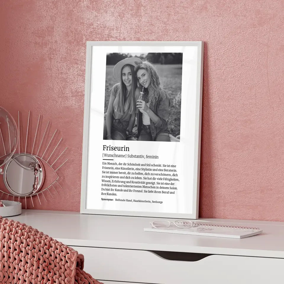 Personalisiertes Poster Definition Friseurin Mit Name und Foto