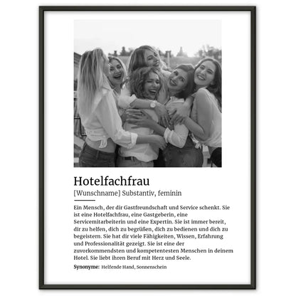 Personalisiertes Poster Definition Hotelfachfrau Mit Name und Foto