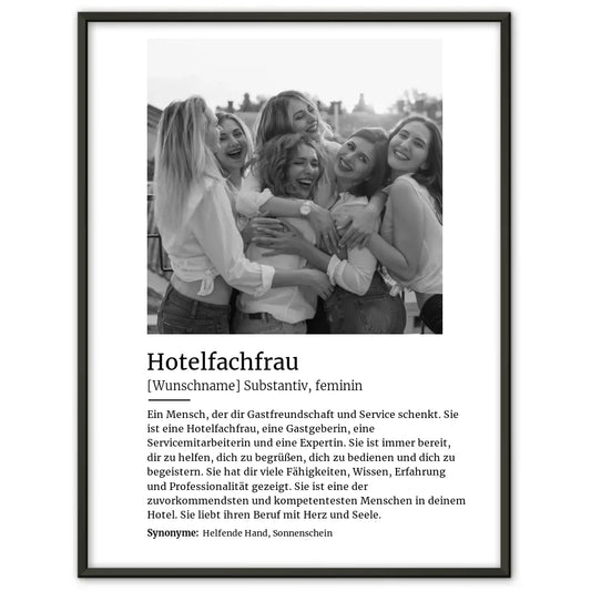 Personalisiertes Poster Definition Hotelfachfrau Mit Name und Foto
