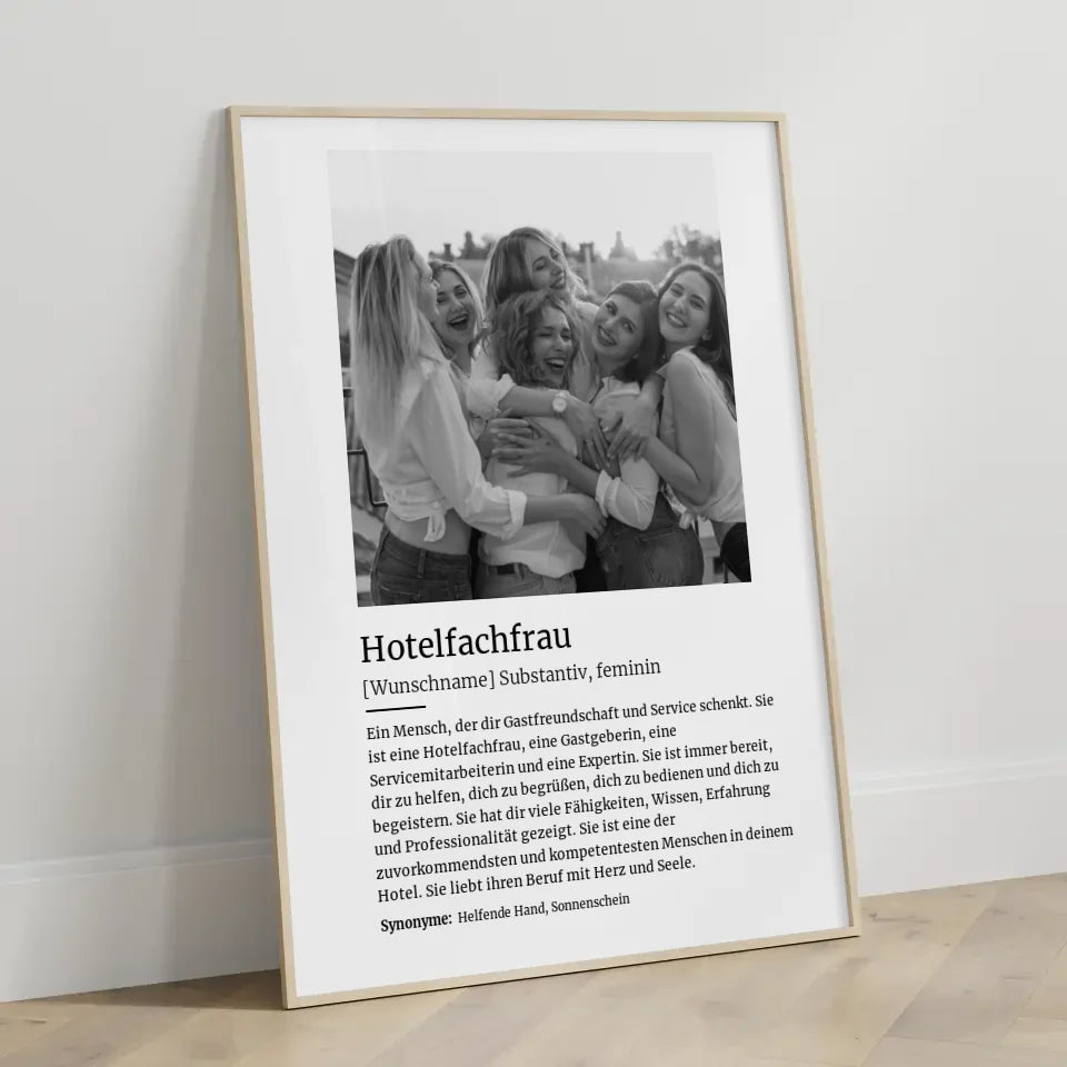 Personalisiertes Poster Definition Hotelfachfrau Mit Name und Foto