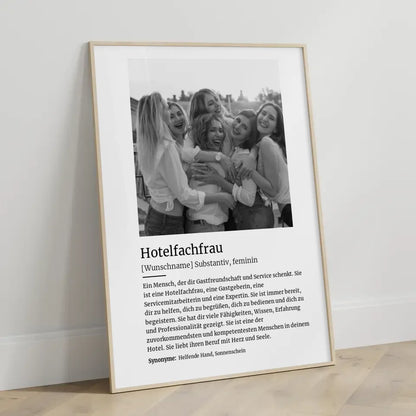 Personalisiertes Poster Definition Hotelfachfrau Mit Name und Foto