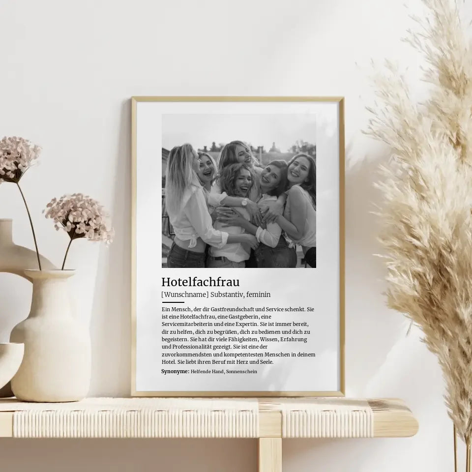 Personalisiertes Poster Definition Hotelfachfrau Mit Name und Foto