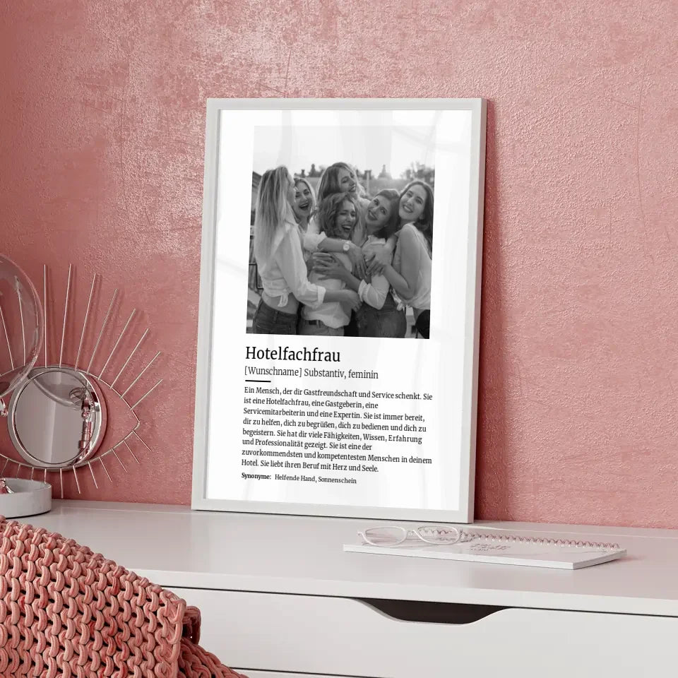 Personalisiertes Poster Definition Hotelfachfrau Mit Name und Foto