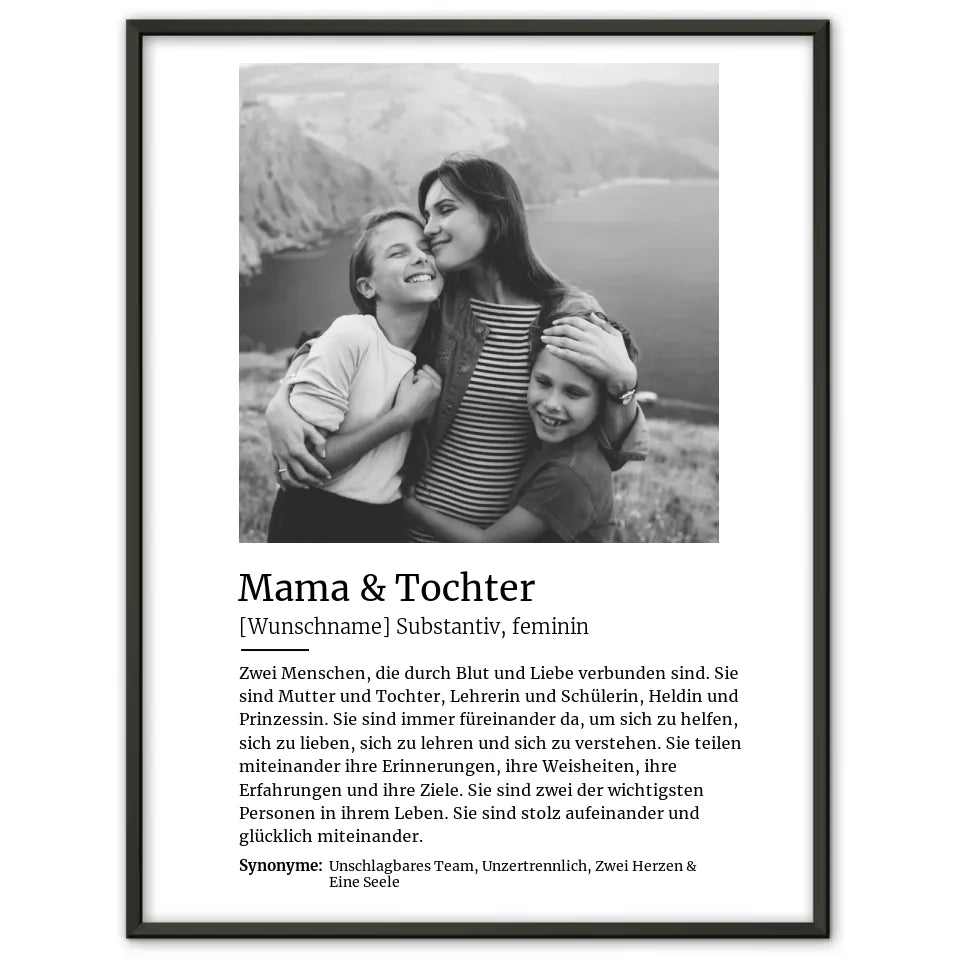 Personalisiertes Poster Definition Mutter & Tochter Mit Name und Foto