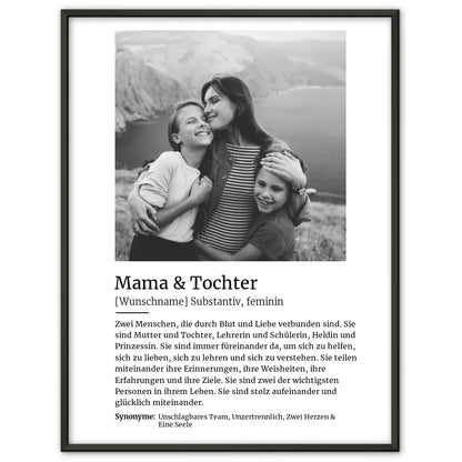 Personalisiertes Poster Definition Mutter & Tochter Mit Name und Foto