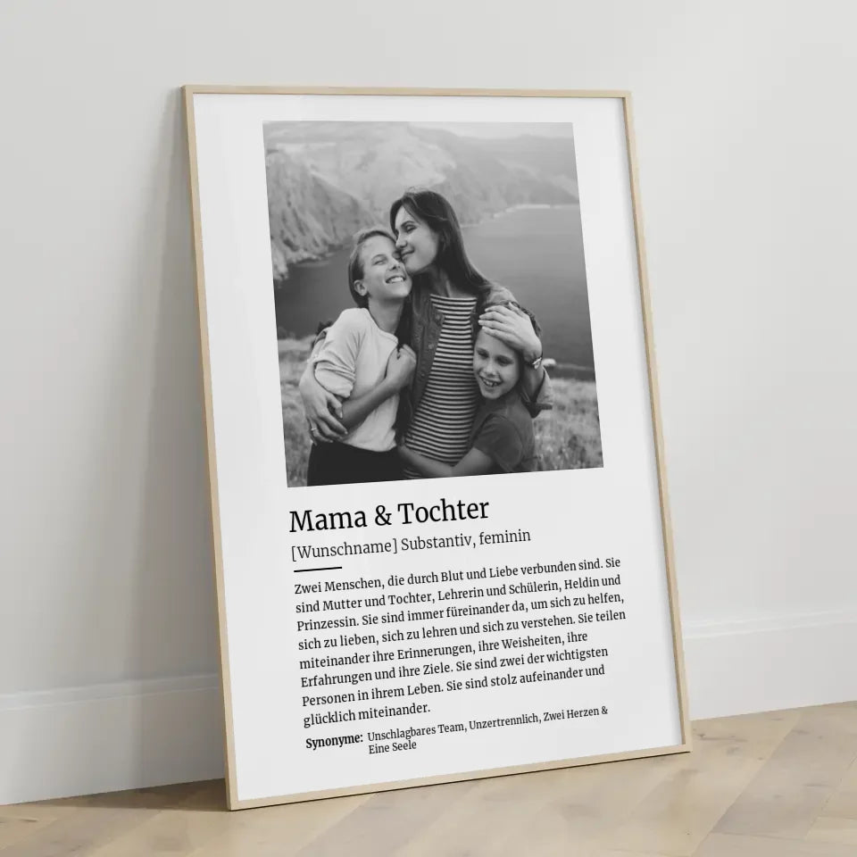 Personalisiertes Poster Definition Mutter & Tochter Mit Name und Foto