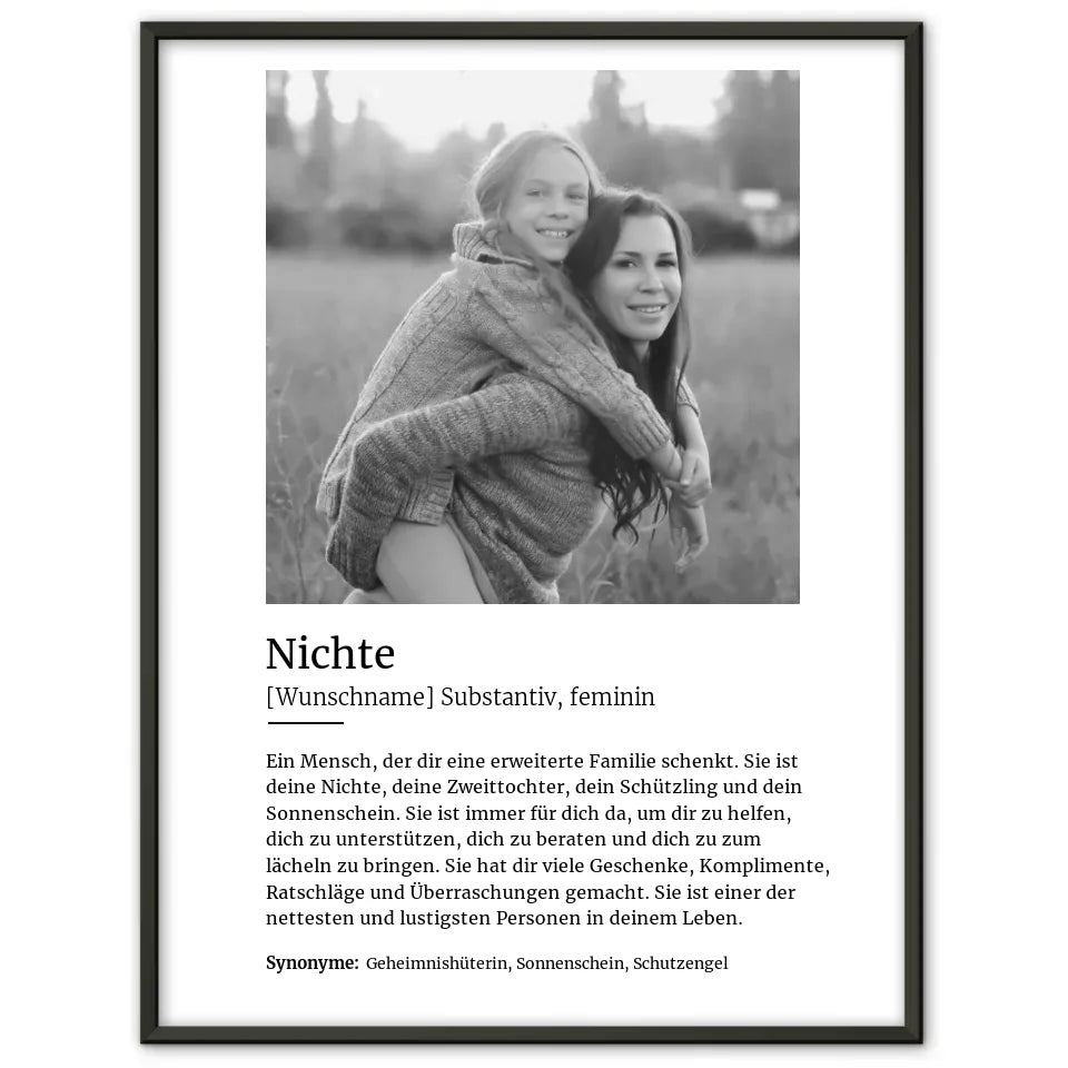 Personalisiertes Poster Definition Nichte Mit Name und Foto