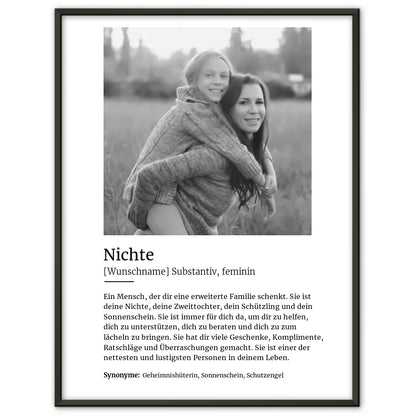 Personalisiertes Poster Definition Nichte Mit Name und Foto