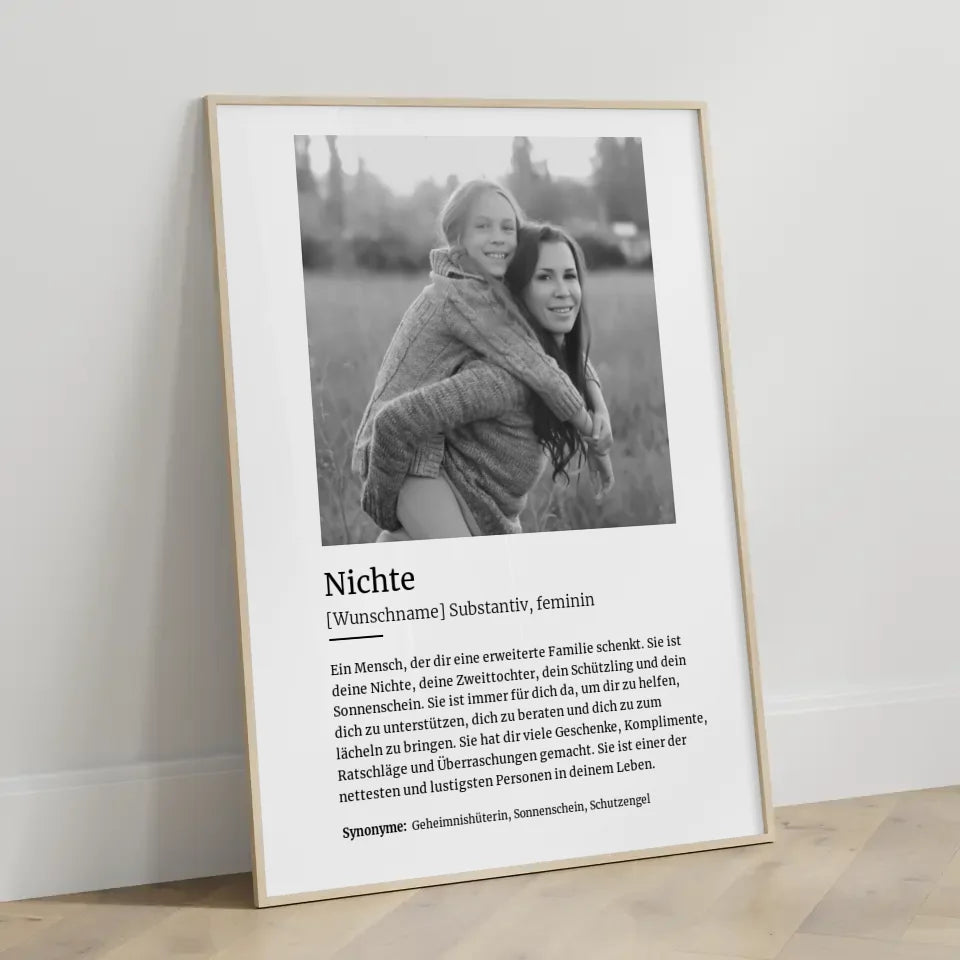 Personalisiertes Poster Definition Nichte Mit Name und Foto