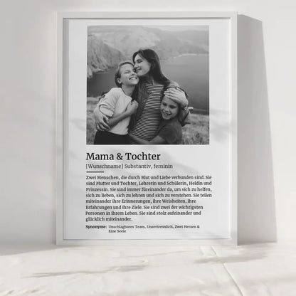 Personalisiertes Poster Definition Mutter & Tochter Mit Name und Foto