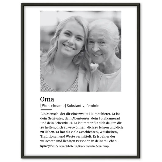 Personalisiertes Poster Definition Oma Mit Name und Foto 1