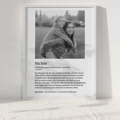 Personalisiertes Poster Definition Nichte Mit Name und Foto