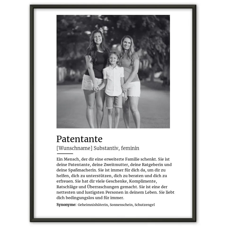 Personalisiertes Poster Definition Patentante Mit Name und Foto