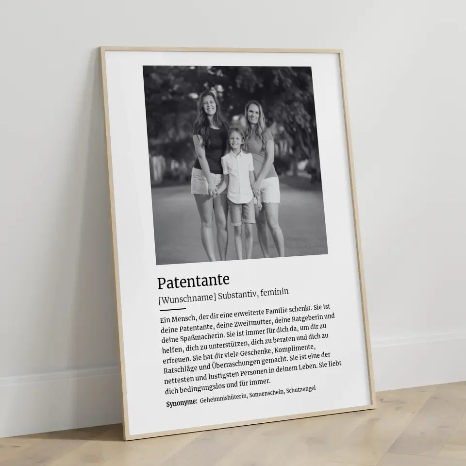 Personalisiertes Poster Definition Patentante Mit Name und Foto