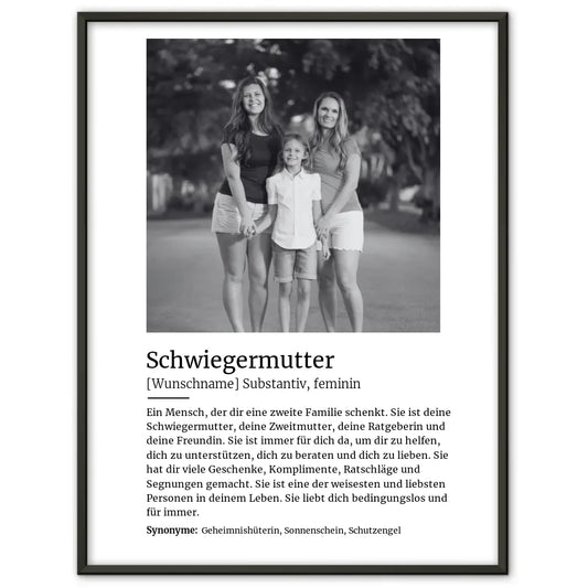 Personalisiertes Poster Definition Schwiegermutter Mit Name und Foto 1