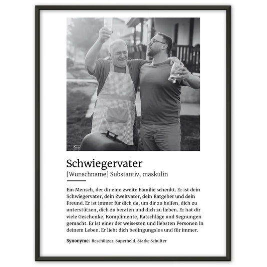 Personalisiertes Poster Definition Schwiegervater Mit Name und Foto 1