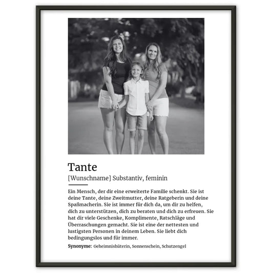 Personalisiertes Poster Definition Tante Mit Name und Foto