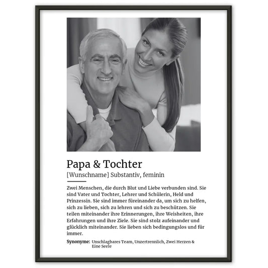 Personalisiertes Poster Definition Vater & Tochter Mit Name und Foto