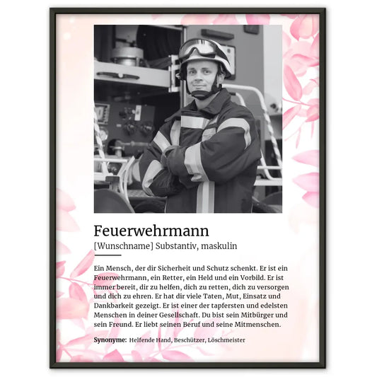 Poster personalisiert Definition Feuerwehrmann Mit Name