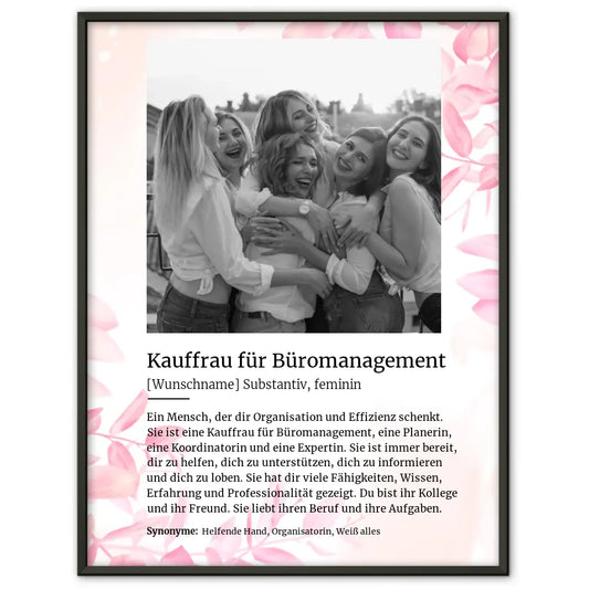 Poster personalisiert Definition Kauffrau für Büromanagement Mit Name