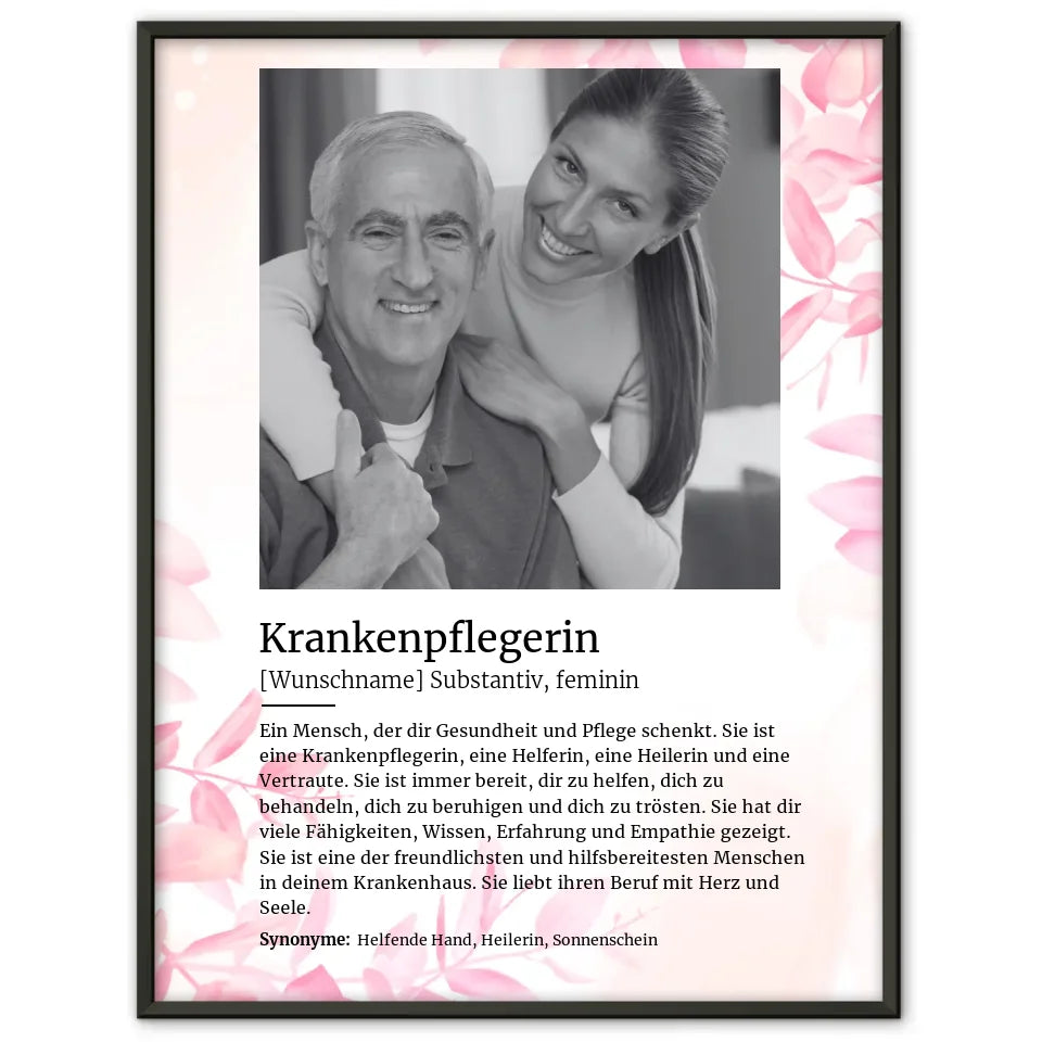 Poster personalisiert Definition Krankenpflegerin Mit Name