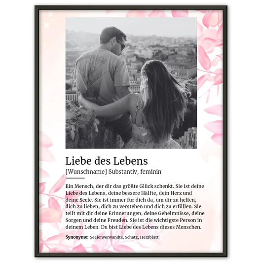 Poster personalisiert Definition Liebe des Lebens Mit Name