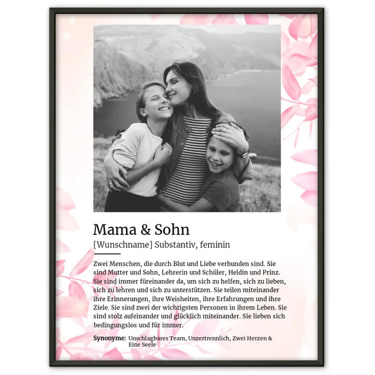 Poster personalisiert Definition Mutter & Sohn Mit Name