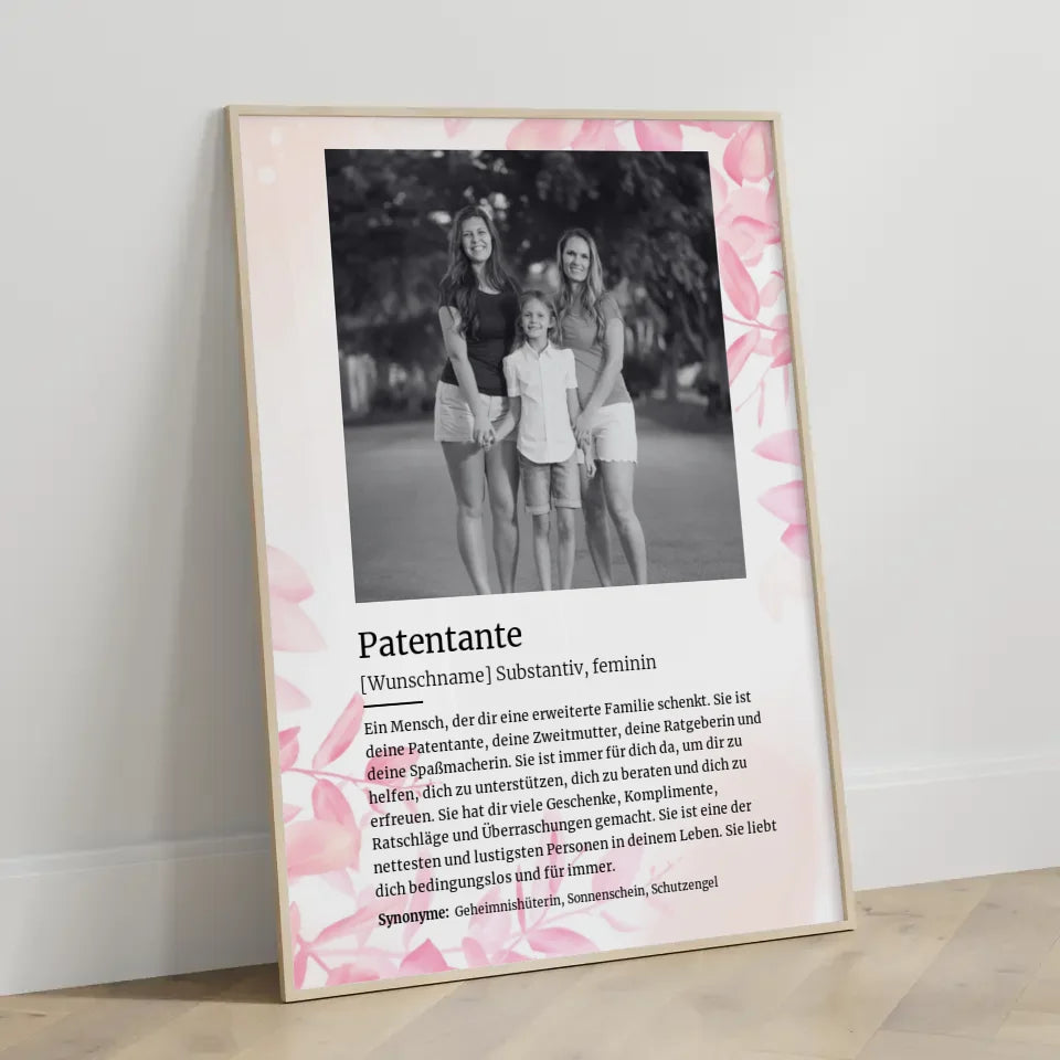 Poster personalisiert Definition Patentante Mit Name