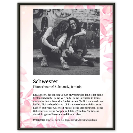 Poster personalisiert Definition Schwester Mit Name