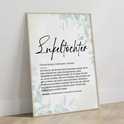 Definitionsposter Definition Enkeltochter Mit Name