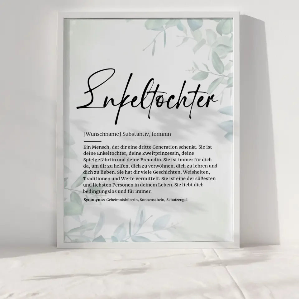 Definitionsposter Definition Enkeltochter Mit Name