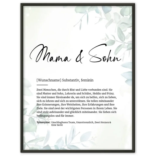 Definitionsposter Definition Mutter & Sohn Mit Name 1