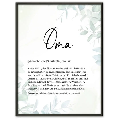 Definitionsposter Definition Oma Mit Name