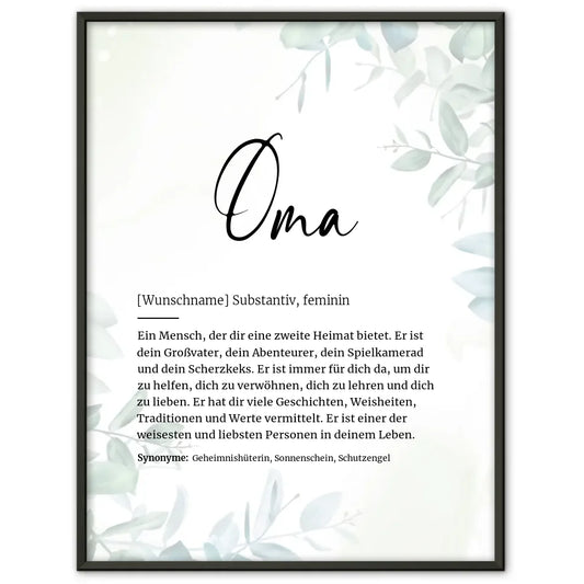 Definitionsposter Definition Oma Mit Name 1
